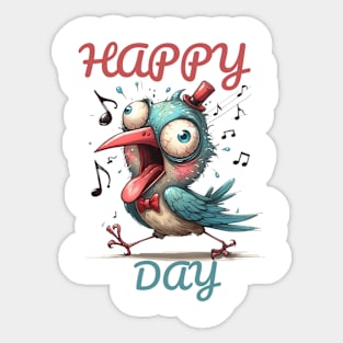 Funny Happy Bird Day Sticker